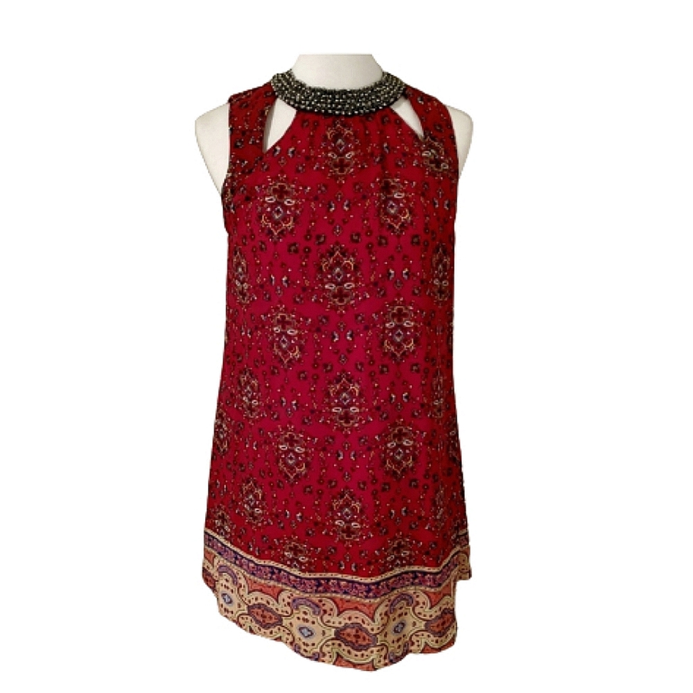 Nordstrom Speechless Red Beaded Collar Dress